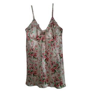 Vtg Enchanting Womans Size 1X Floral Slip Babydoll Nightgown Lingerie sexy satin
